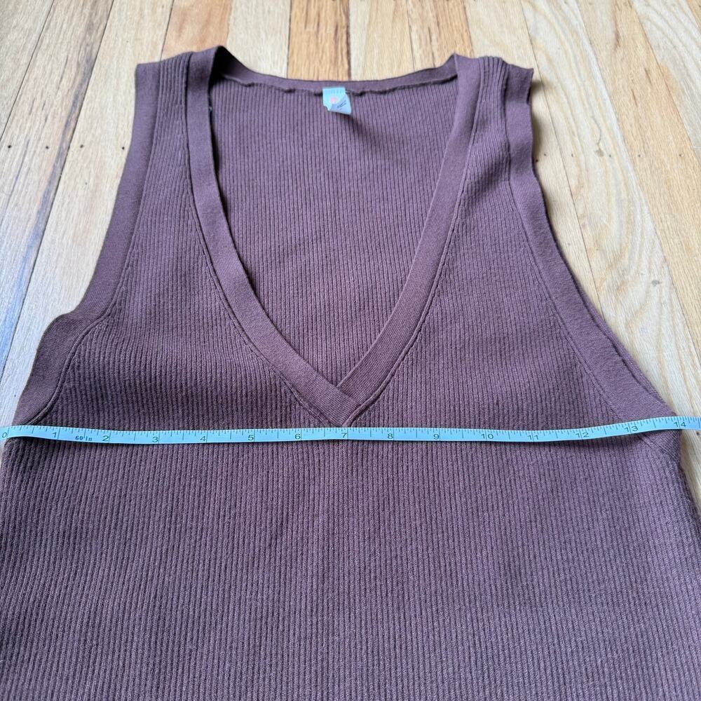 Anthropologie Daily Practice Brown Sleeveless V-Neck Ribbed Knit Maxi Dress Sz S - Picture 10 of 15